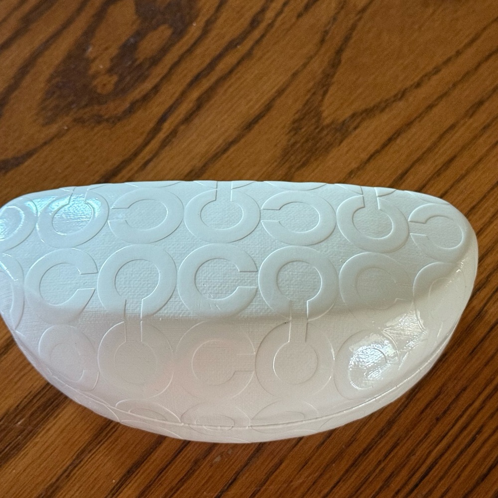 Elegant Coach White Sunglasses Case with brushed interior